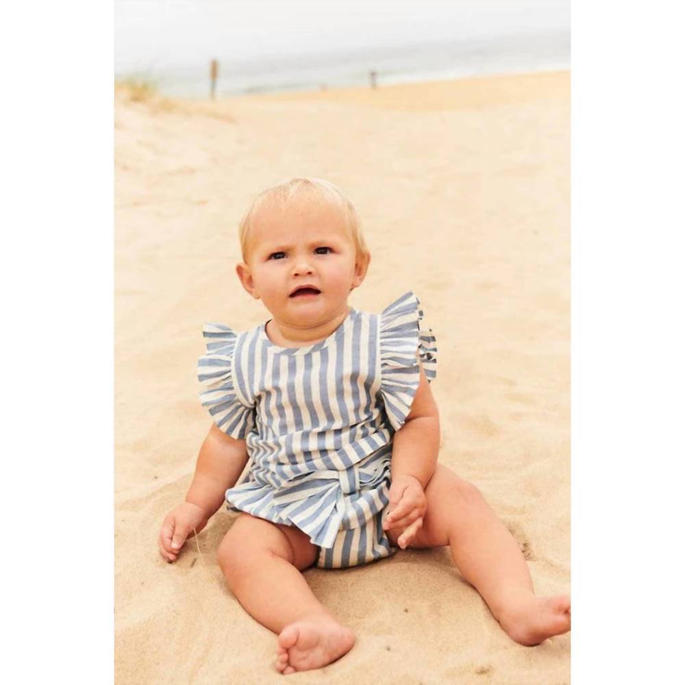 NEW PINK CHICKEN baby abigail two piece set in blue stripe